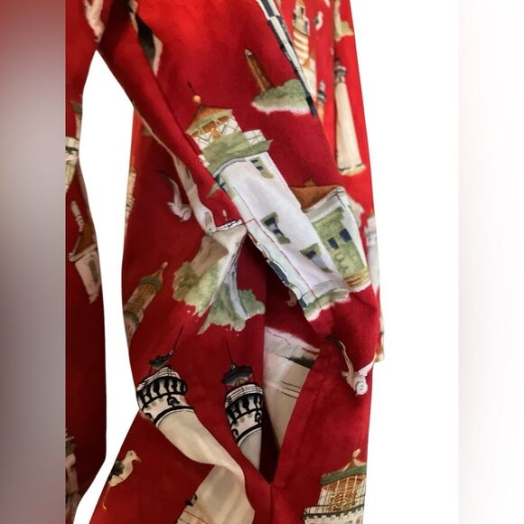 Lighthouse Vintage Jacket Size M Vacation Maine Spring Ocean Red - Picture 5 of 13